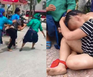 Cô gái bị nhóm phụ nữ đánh ghen dã man, cắt quần áo kéo lê giữa phố