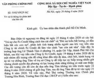 Phó thủ tướng chỉ đạo làm rõ thông tin 'Trả nợ cho Fe Credit bằng cách tìm cái chết'