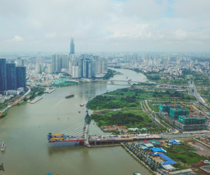 Cầu Thủ Thiêm 2 vươn mình ra sông Sài Gòn, lộ hình dáng khi nhìn từ trên cao