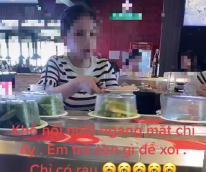 Đăng đàn than vãn ăn lẩu băng chuyền nhưng người đối diện 'cướp' hết thịt chỉ còn rau, cô nàng bị dân mạng mắng té tát