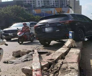 Tài xế say rượu, húc văng dải phân cách, không chịu đo nồng độ cồn