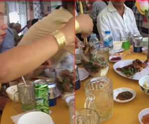 Lại chuyện 'ăn cỗ nhúm phần', người cùng mâm vẫn còn đang nâng bát, chị gái đã nhanh tay vơ nửa đĩa thịt vào túi mang về