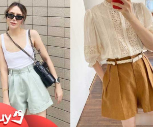 Bạn có nhắm mắt cũng mặc đẹp nếu mix quần short ống rộng với 12 kiểu áo xinh yêu