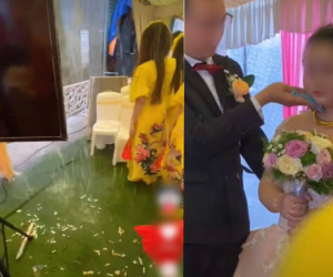 Rạp cưới bị mưa gió thổi tan tác, ai cũng ướt sũng nhưng hành động của chú rể trên sân khấu với cô dâu khiến cả hôn trường lại sáng bừng