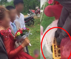 Đang chụp hình cưới mà chú rể liên tục nhấc váy cô dâu để che chân mình, sự thật hóa ra dở khóc dở cười thế này đây