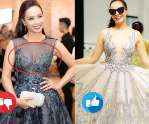 Trong khi Thúy Hạnh mắc lỗi nội y lộ liễu thì HH Hà Kiều Anh lại cao tay hơn hẳn khi cùng diện đầm xuyên thấu gợi cảm
