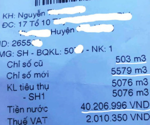 'Choáng váng' giấy báo tiền nước hơn 42 triệu đồng của 1 hộ gia đình