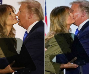 Bà Melania né nụ hôn môi của Trump