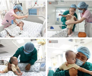 Hình ảnh mới nhất của Trúc Nhi - Diệu Nhi: Đã có thể ngồi vững đến 45 phút, sẵn sàng tập những bước đi đầu tiên