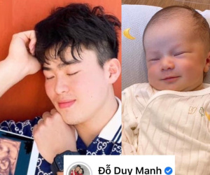 Vợ chồng cầu thủ Duy Mạnh khoe ảnh con trai đầu lòng sau 7 tháng kết hôn