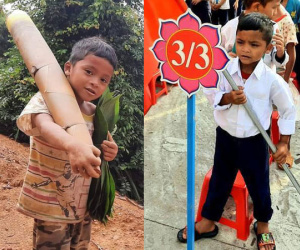 Buổi lễ khai giảng của cậu bé từng chân trần đi bộ đường núi, vác cây măng trên vai gửi tặng người dân ở tâm dịch Đà Nẵng