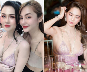 Ngọc Trinh bị chị gái ruột vượt mặt độ sexy khi diện lại váy của em gái mà vòng 1 'khủng' hơn nhiều