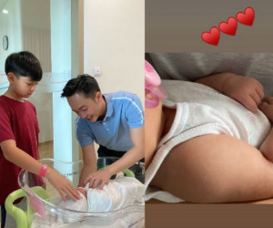 Hình ảnh mới nhất của con gái Cường Đô La, trộm vía mới một tháng tuổi cô bé đã bụ bẫm đáng yêu thế này