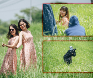 Triền đê cỏ tranh trắng muốt ở Bắc Từ Liêm trở thành điểm chụp ảnh check-in thu hút người dân Hà Nội