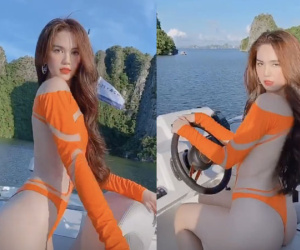 Chỉ có thể là Ngọc Trinh: 'Quất' bộ đồ bơi cắt khoét bạo liệt hở như không mặc, nhìn cũng thấy đỏ mặt dùm