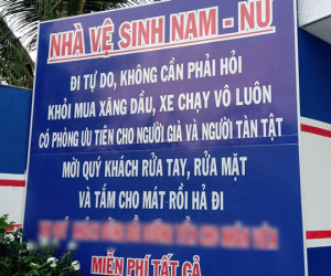 Dân tình xôn xao với tấm biển mời đi vệ sinh, tắm miễn phí, dòng nhấn mạnh cuối cùng càng gây xúc động mạnh