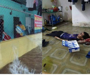 Nỗi khổ của sinh viên mùa mưa: Phòng ốc ngập lênh láng, quần áo sách vở ướt nhẹp, cả xóm trọ thi nhau tát nước