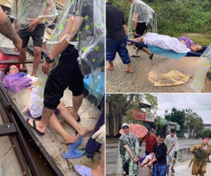 Sản phụ sinh con trên thuyền trong ngày mưa lũ