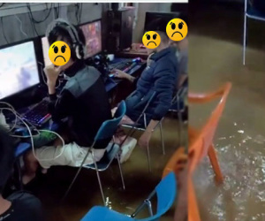 Lũ lụt dâng cao vẫn bình tĩnh 'quẩy' game trong quán net, các thanh niên bị cộng đồng mạng ném đá không thương tiếc