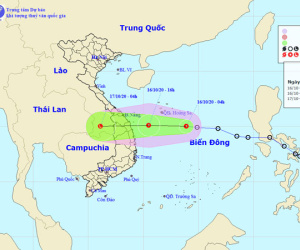 Áp thấp nhiệt đới di chuyển rất nhanh, đổ bộ vào các tỉnh Huế - Bình Định tối nay