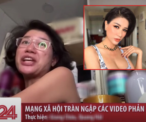 Hình ảnh Trang Trần livestream bán hàng online với ngôn từ phản cảm bị đưa lên sóng truyền hình