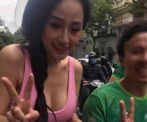 Mai Phương Thuý lồ lộ vòng 1 và cơ bụng tại giải Marathon, dân tình chỉ chú ý đến lớp makeup và chiếc quần 'sai trái'