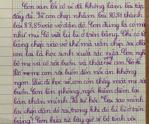 Làm nhầm bài tập, học sinh sướt mướt làm bản kiểm điểm, còn phải tự trách bản thân