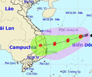 Tâm bão Goni có thể qua Bình Định - Phú Yên