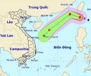 Bão mạnh cấp 10 gần Biển Đông
