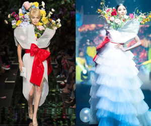 Xuất hiện lộng lẫy với vị trí vedette, Hoàng Thùy dính nghi vấn mặc váy nhái Moschino