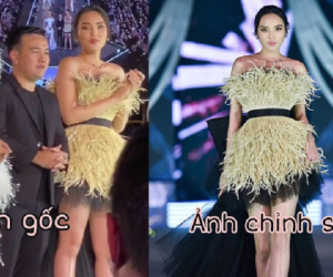 Kỳ Duyên gây choáng với ảnh bị chụp và ảnh đã qua chỉnh sửa, một chiếc đầm 2 số phận là đây?