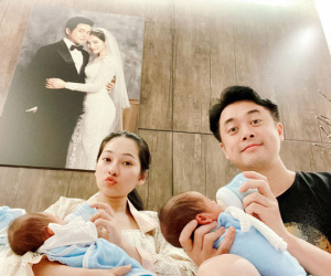 Bà xã Dương Khắc Linh công khai clip cận mặt hai quý tử song sinh, vẻ đáng yêu khiến dân tình 'phát sốt'