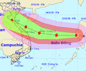 Bão Vamco đã vào Biển Đông, giật cấp 15 nhắm thẳng Hà Tĩnh đến Quảng Nam