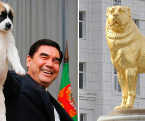 Quá yêu chó, Tổng thống Turkmenistan dựng tượng quốc khuyển khổng lồ dát vàng đặt giữa thủ đô