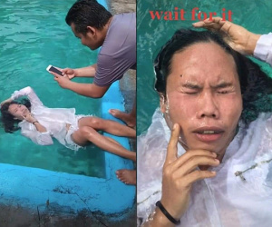Nhờ bạn thân chụp ảnh so deep dưới nước, cô gái nhận về cái kết 'hú hồn'