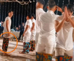 Trong lúc dàn cầu thủ rủ nhau chơi trò chơi trong đám cưới Công Phượng, Văn Toàn phát hiện bị quay lén liền cúi đầu năn nỉ và hành động khiến fan bật cười