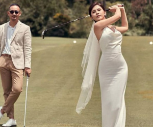 Bộ ảnh cưới mang phong cách sân golf của MC Thu Hoài