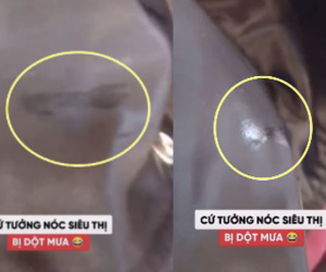 Đang ngồi ăn vặt trong siêu thị bị nước rớt xuống người, cô gái giật mình ngước lên phát hiện 'thủ phạm' đang nhìn mình chằm chặp