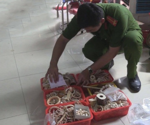 Bắt chủ lô hàng 18kg sản phẩm làm từ ngà voi