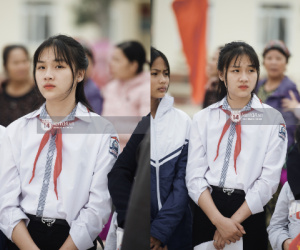 Nữ sinh cấp 2 chiếm spotlight trong ngày đón Hoa hậu Đỗ Thị Hà về quê, hạt giống nhan sắc đây rồi!
