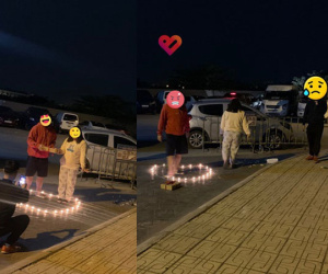 Cất công xếp nến đi tặng quà lãng mạn nhưng vừa thấy người yêu nhận quà một tay chàng trai đã lên tiếng chỉ trích khiến nàng tức sút bay cả nến