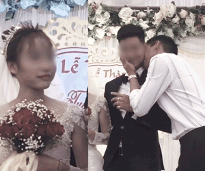 Cô dâu thấy bạn lên mừng cưới, chưa kịp cười tươi cảm ơn thì đã 'tái mặt' vì thanh niên ngang nhiên hôn chú rể