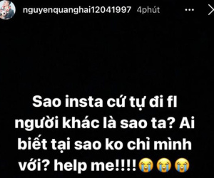 Quang Hải than thở 'Instagram cứ tự đi follow người khác', ngầm phủ nhận chuyện tái hợp Huỳnh Anh?