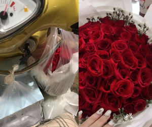 Mua hoa hồng tặng mẹ nhưng sơ sẩy làm rơi giữa phố đông, cô gái thót tim cho đến khi cánh tay của chú xe ôm