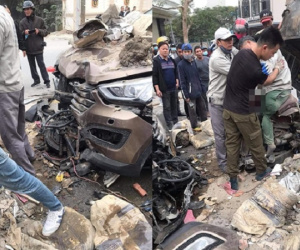 Đấu đầu kinh hoàng với ô tô, xe ba gác nát bét, đôi chân người lái khiến tất cả kinh sợ