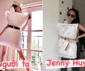 Jenny Huỳnh làm clip gói gọn hot trends 2020, khó đỡ nhất là thử thách biến gối ngủ thành váy