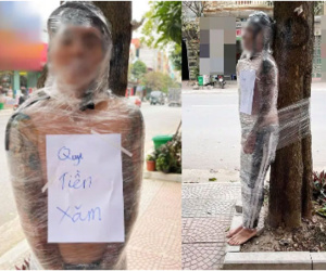 Nam thanh niên bị lột áo, quấn băng trói vào gốc cây giữa trời lạnh giá vì nợ tiền xăm hình