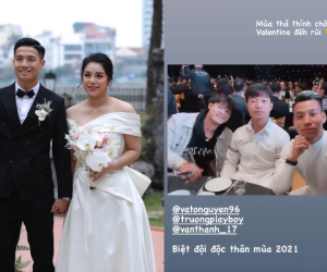 Khách mời khoe ảnh ăn cưới Tiến Dũng, vô tình tiết lộ luôn ít nhất 2 cặp đôi cầu thủ đã toang