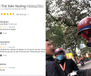 Shipper không mặc đồng phục do trời quá lạnh bị chủ quán thịt xiên nổi tiếng khu Chùa Láng chửi bới, dân tình phẫn nộ đánh giá 1 sao trên fanpage