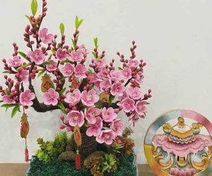 Hoa đào len sợi, giá chục triệu vẫn khó mua chơi Tết